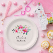  roze bloem Bouquet Birthday Papieren Bordje (Feest)