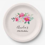  roze bloem Bouquet Birthday Papieren Bordje (Voorkant)