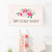 roze bloem Bouquet Birthday Spandoek (Insitu)