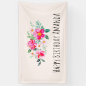 roze bloem Bouquet Birthday Spandoek (Verticaal)