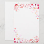 Roze bloem briefpapier (Voorkant / Achterkant)