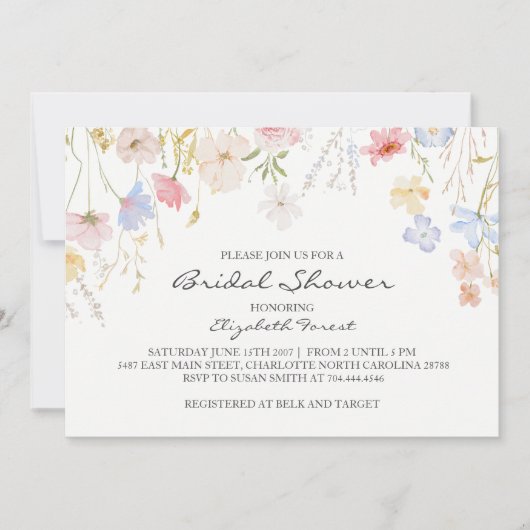 roze bloem bruids douche uitnodiging (Voorkant)