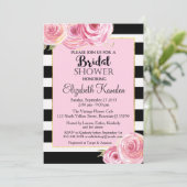  Roze Bloem Bruids Douche uitnodiging (Staand voorkant)