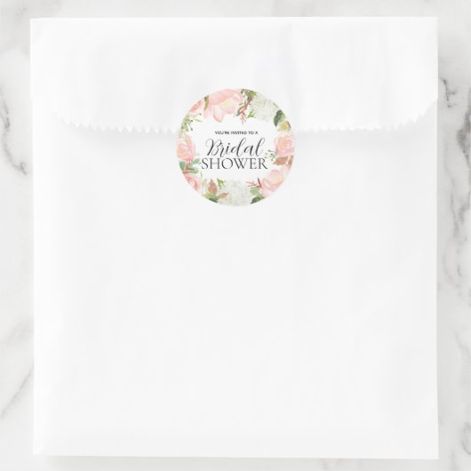 Roze Bloem Bruidsboeket Enveloppe Sluitzegel Ronde Sticker (Tas)
