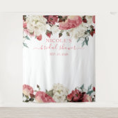 Roze Bloem Bruidsdouche Achtergrond Wandkleed (Voorkant)