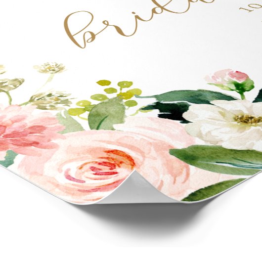 Roze bloem bruidsfeest welkomstposter poster (Hoek)