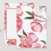 Roze Bloem Bruiloft Bedankkaart (Voorkant / Achterkant)
