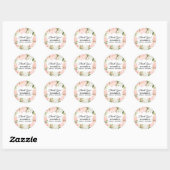 Roze bloem bruiloft dank je favoriet ronde sticker (Vel)