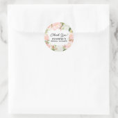 Roze bloem bruiloft dank je favoriet ronde sticker (Tas)