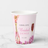 Roze Bloem Bruiloft Feest Bloemblaadjes en Prosecc Papieren Bekers (Achterkant)