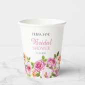 Roze Bloem Bruiloft Feest Bloemblaadjes en Prosecc Papieren Bekers (Voorkant)