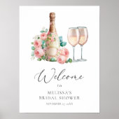 Roze bloem bruiloft feest welkomstbord poster (Voorkant)