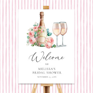 Roze bloem bruiloft feest welkomstbord poster