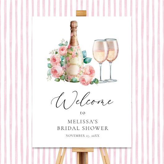 Roze bloem bruiloft feest welkomstbord poster