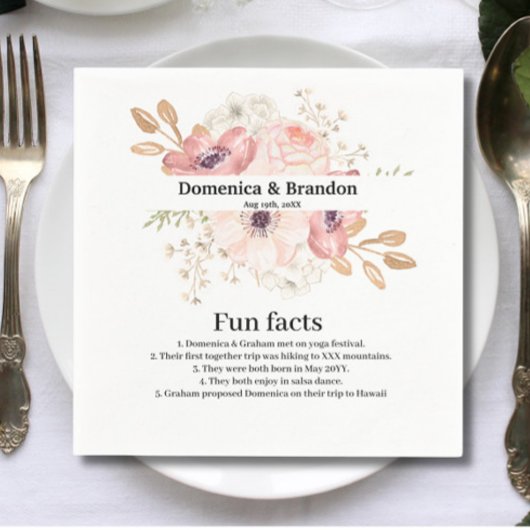 Roze Bloem Bruiloft Leuke Feiten Servetten