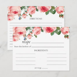 Roze Bloem Bruiloft Recept Kaart Notitiekaartje