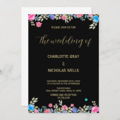 Roze Bloem Bruiloft Uitnodigingen (Voorkant / Achterkant)