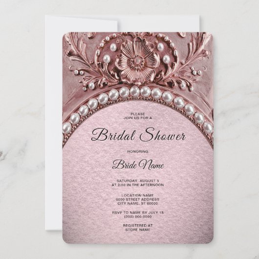 Roze Bloem Bruiloftsfeest Kaart (Voorkant)