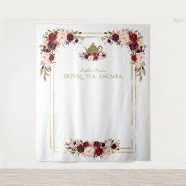 Roze Bloem Bruiloftstaart Thee Foto Requisiet in B Wandkleed