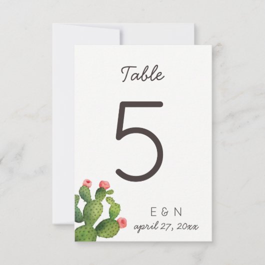 Roze Bloem Cactus - Tafelnummer (Voorkant)