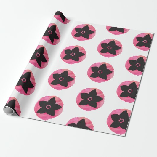 Roze bloem cadeaupapier (Uitgerold)