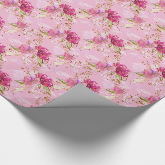Roze bloem cadeaupapier (Hoek)