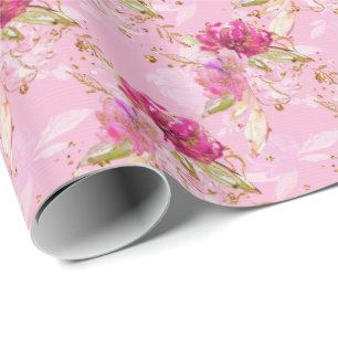 Roze bloem cadeaupapier