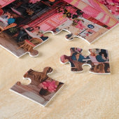 Roze Bloem Café Puzzel–Bloeiend Paradijs in Roze Legpuzzel (Zijkant)