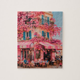 Roze Bloem Café Puzzel–Paradijs in Bloei in Roze Legpuzzel