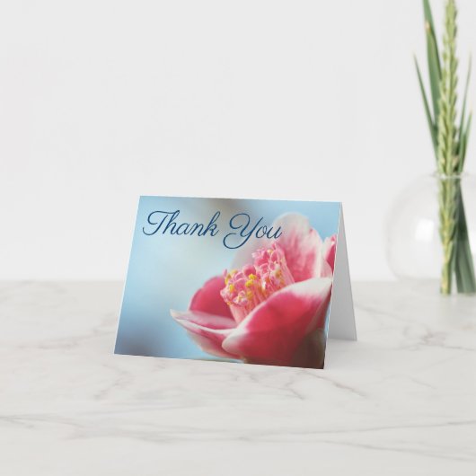 Roze Bloem Camelia Bedankbriefjes Bedankkaart (Voorkant)