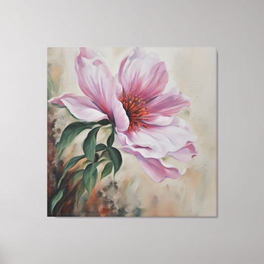 Roze bloem canvas afdruk (Voorkant)