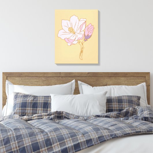 Roze bloem canvas afdruk (Insitu (Slaapkamer))