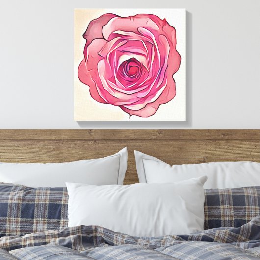 Roze bloem canvas afdruk (Insitu (Slaapkamer))