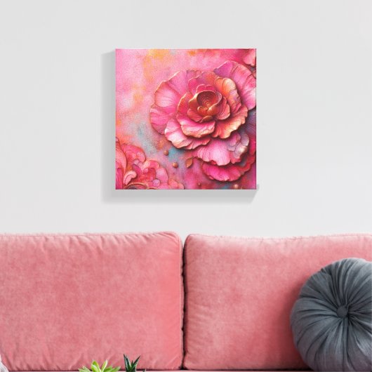 Roze bloem canvas kunst! (Insitu (Woonkamer))
