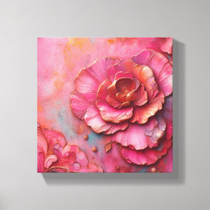 Roze bloem canvas kunst! afdruk