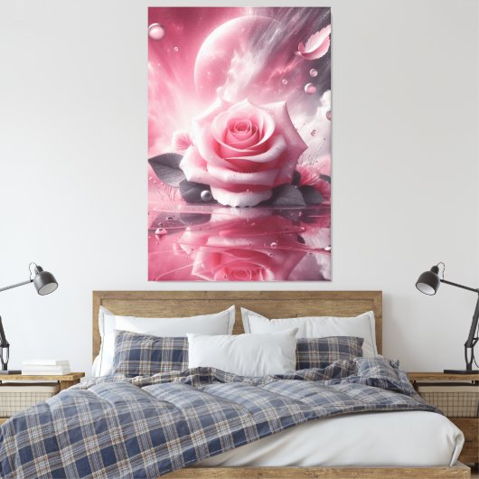 Roze bloem canvas muurkunst (Insitu (Slaapkamer))
