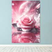 Roze bloem canvas muurkunst (Insitu (Houten vloer))