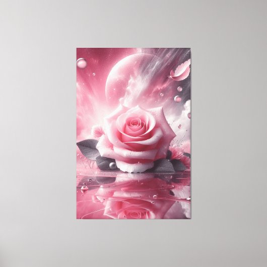 Roze bloem canvas muurkunst (Voorkant)