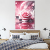 Roze bloem canvas wandkunst afdruk (Insitu (Slaapkamer))