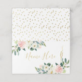 Roze bloem champagneglas gevouwen plaatskaart plaatskaartje (Buitenkant ongevouwen)