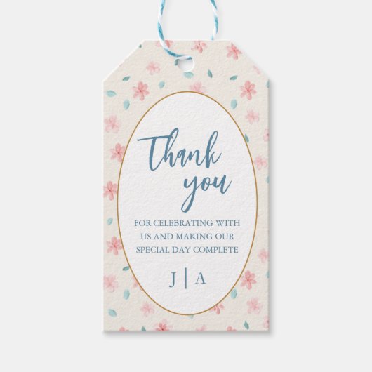 Roze Bloem Chic Huwelijksuitnodiging Bedankt Label Cadeaulabel (Voorkant)