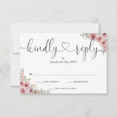 Roze Bloem Chic Script Hart Vriendelijk Antwoord (Voorkant)