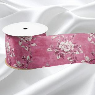 Roze bloem chinoiserie decoupage uit het verleden satijnen lint