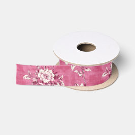 Roze Bloem Chinoiserie Vintage Satijnen Lint