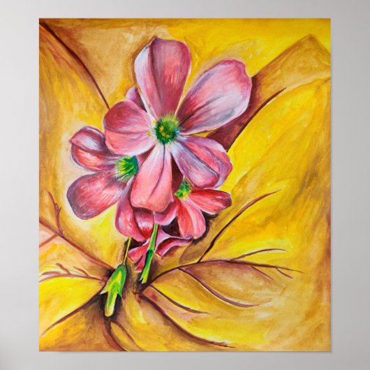 Roze Bloem Close-up Muur Kunstprint Poster (Voorkant)