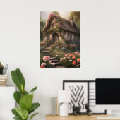 Roze Bloem Cottage Poster (Thuiskantoor)