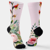 Roze Bloem Crew Soks Sokken (Gebogen)