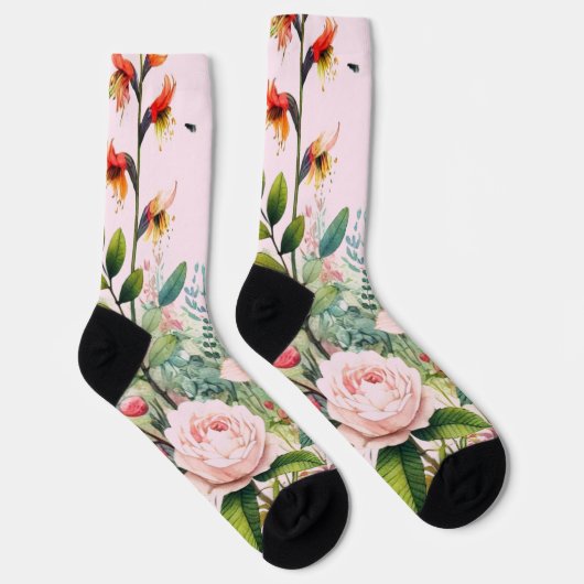Roze Bloem Crew Soks Sokken (Rechts)