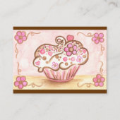 Roze Bloem Cupcake Bakkerij Visitekaartjes (Voorkant)