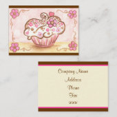 Roze Bloem Cupcake Bakkerij Visitekaartjes (Voorkant / Achterkant)